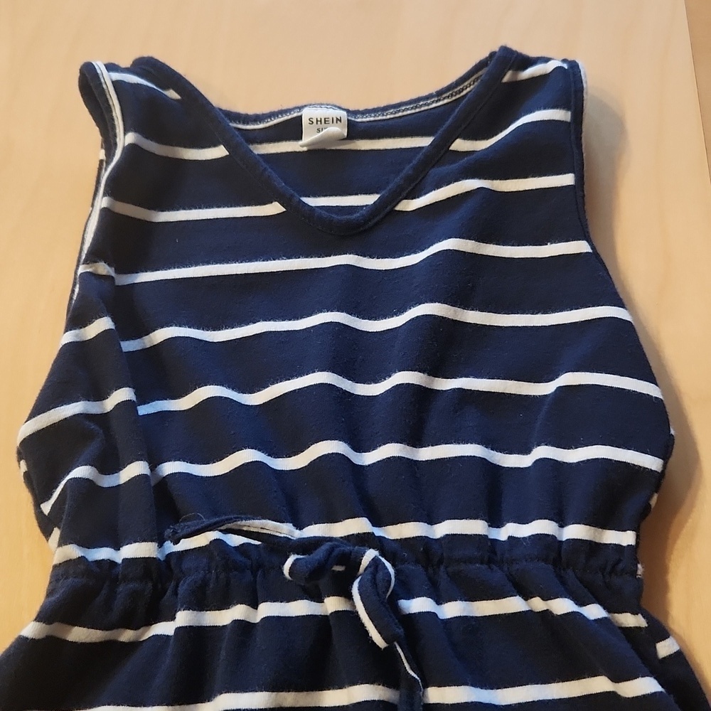 Shein- Navy Striped Kids Dress. Size 5 - Picture 2 of 3